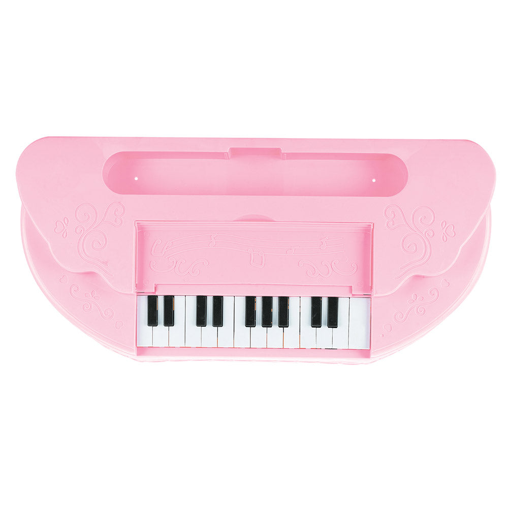 2-in-1 speelgoed kaptafel met spiegel, piano en accessoires – ideaal voor creatieve spelmomenten van kinderen.