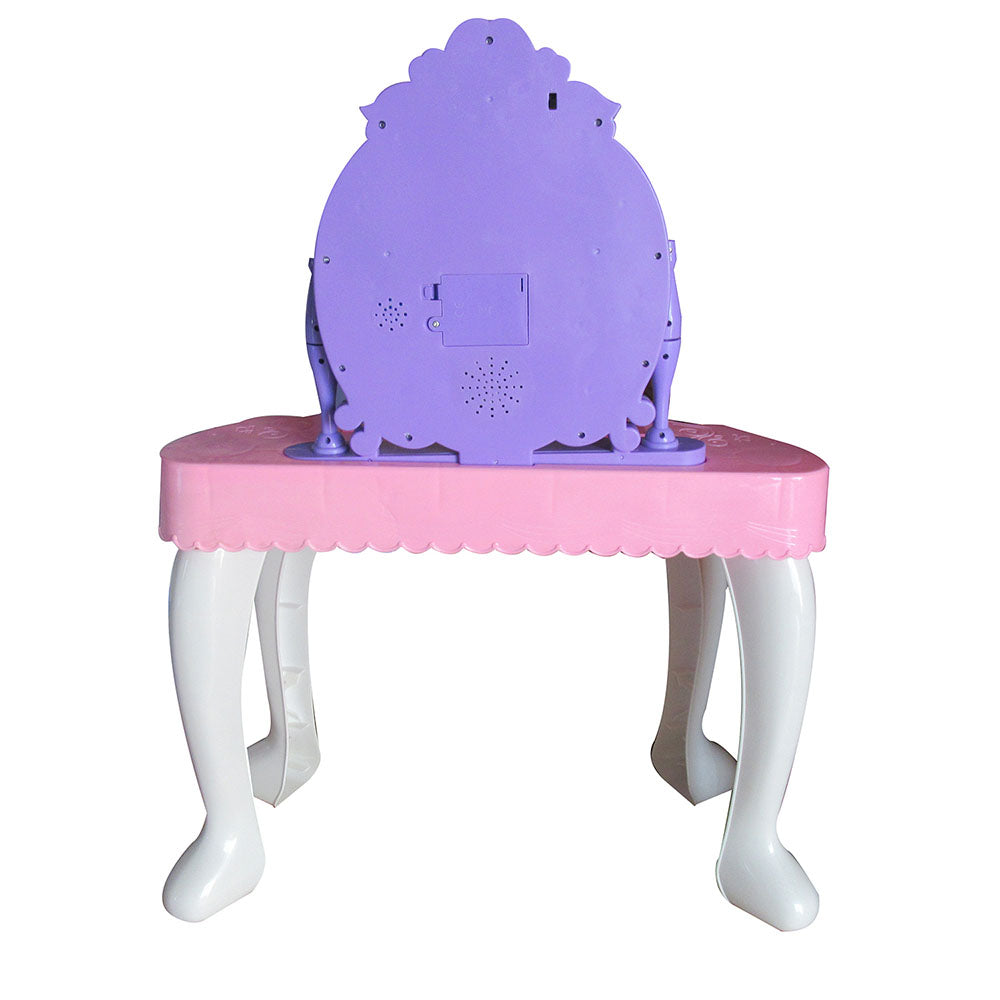 2-in-1 speelgoed kaptafel met spiegel, piano en accessoires – ideaal voor creatieve spelmomenten van kinderen.