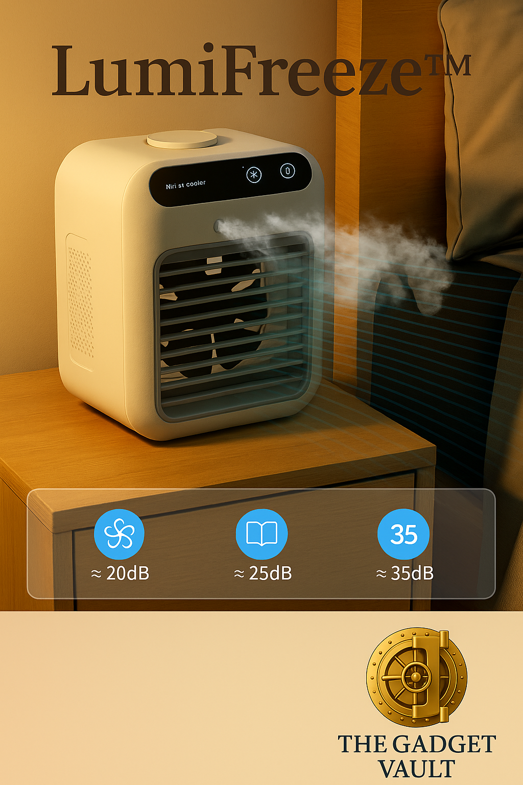 LumiFreeze™ – Draagbare Airconditioner & Waterkoelventilator voor Thuis, Kantoor of Auto | USB-Oplaadbaar met IJswaterfunctie
