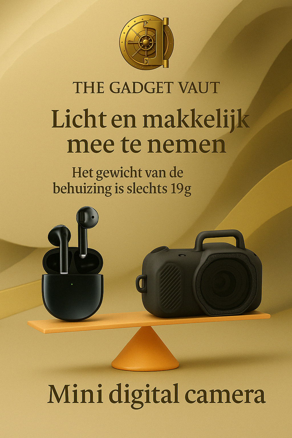 MiniView™ 1080P HD mini camera met polsband – compacte kindvriendelijke gadget in zwart design”