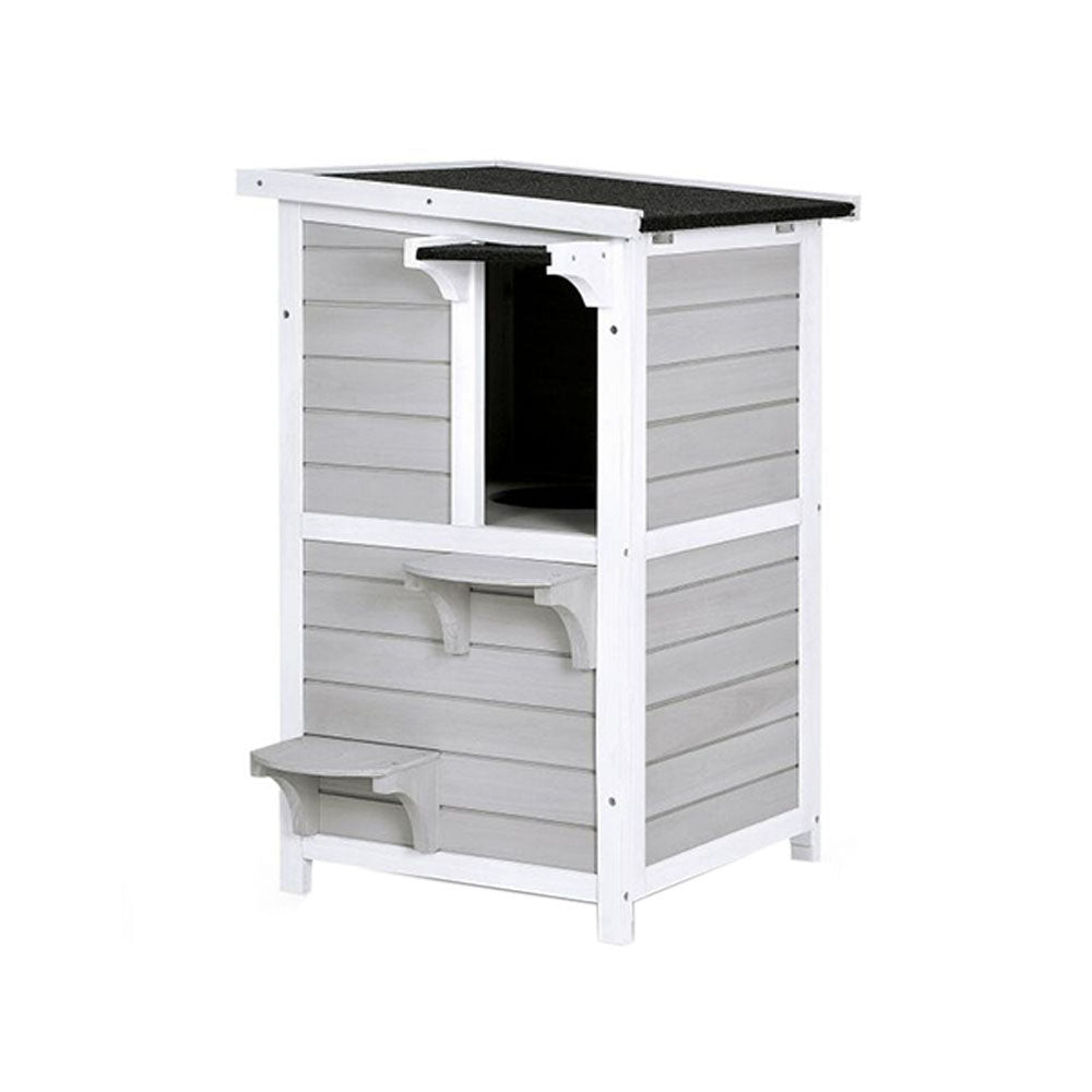 Luxe 2-verdiepingen Kattenhuis met Waterdicht Dak en Ramen