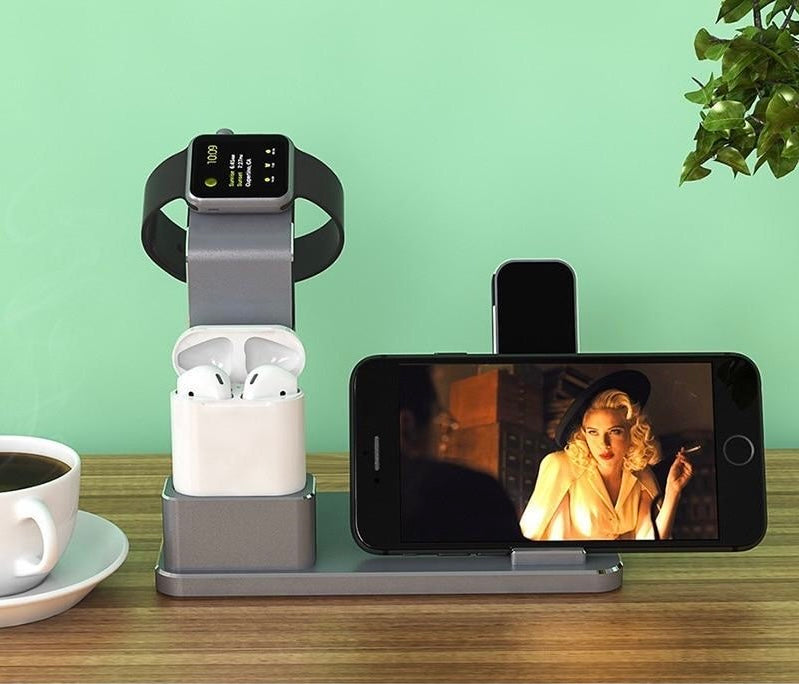 4-in-1 Oplaadstation & Houder voor AirPods – Stijlvolle Organisatie en Snelladen