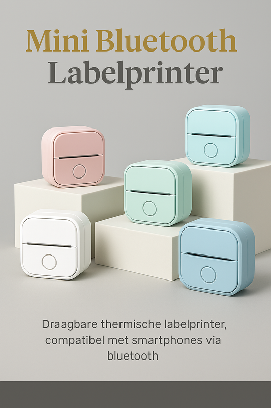 Luxe Mini Labelprinter T02 – Bluetooth Thermoprinter voor Smartphone & Tablet