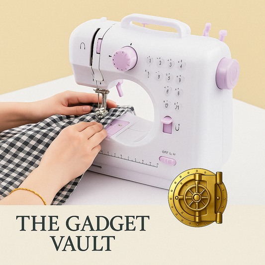 Elektrische naaimachine HOP1001177 met 12 naaipatronen in wit/lila – CE-gecertificeerd, perfect voor beginners en thuisgebruik – beschikbaar bij The Gadget Vault.